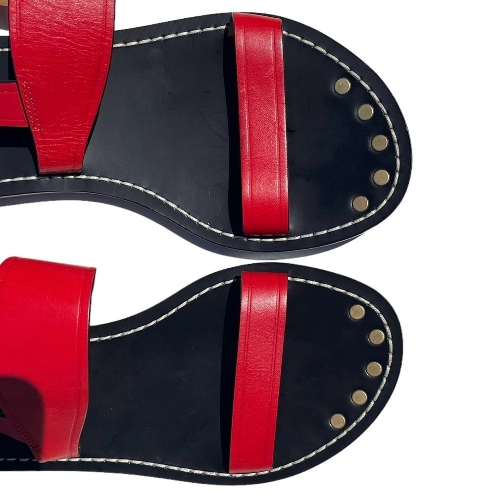 Isabel Marant Jizza Leather Sandals gold buckle red women’s 6 EUR 36 NEW - Picture 2 of 13